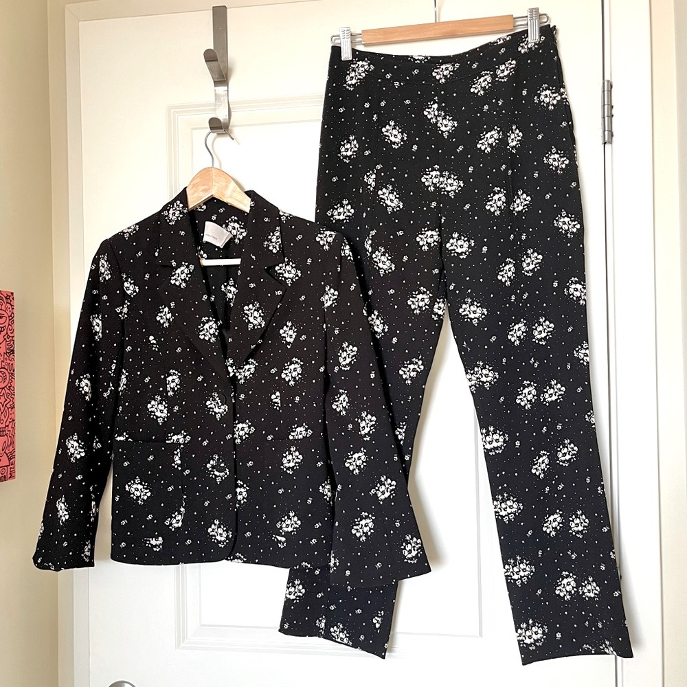 cinq a sept Black Floral Print Pantsuit